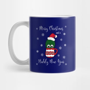 Merry Christmas And A Prickly New Year - Cactus With A Santa Hat In A Christmas Mug Mug